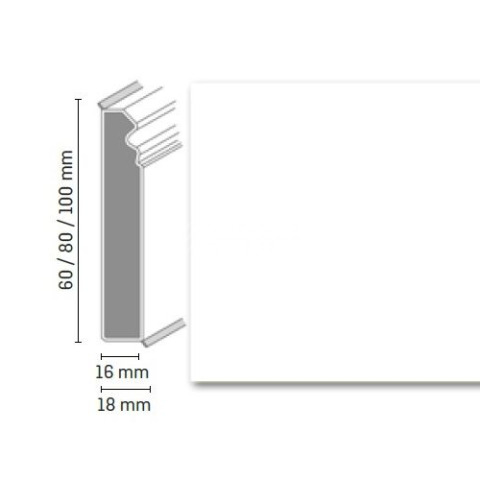 Плинтус Плинтус Dollken Cubu Flex life Hamburg Style 80 RAL 9003 (100 mm) фото 1 | FLOORDEALER